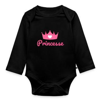 Princesse - Body Bébé bio manches longues - noir - Devant