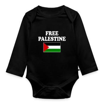Free palestine - Organic Longsleeve Baby Bodysuit - black - Front