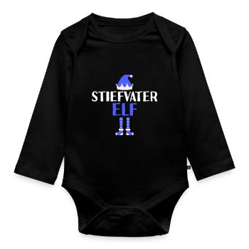 Stiefvater Elf Stiefpapa Geschenk - Baby Bio-Langarm-Body - Schwarz - Vorne