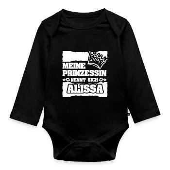 Mädchenname Alissa - Baby Bio-Langarm-Body - Schwarz - Vorne
