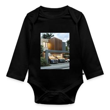 House - Organic Longsleeve Baby Bodysuit - black - Front
