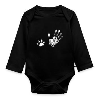 empreinte Humain et patte - amoureux des animaux - Body Bébé bio manches longues - noir - Devant