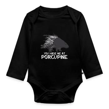 Stab Kaninchen Stachelschwein Naturliebhaber - Baby Bio-Langarm-Body - Schwarz - Vorne