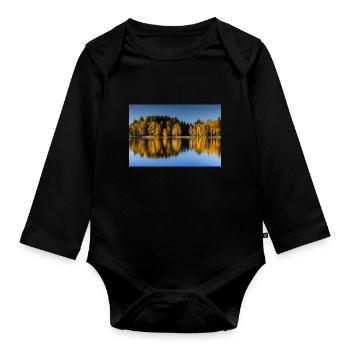 Autumn atmosphere at Lake Bad Bayersoier - Organic Longsleeve Baby Bodysuit - black - Front