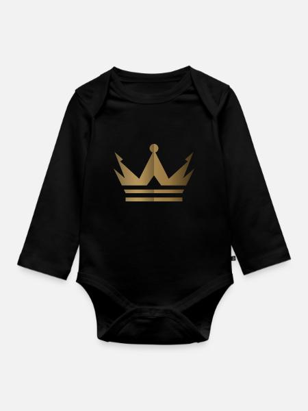 Krone Logo - Baby Bio-Langarm-Body - Schwarz