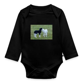 Lambs black and white - Organic Longsleeve Baby Bodysuit - black - Front