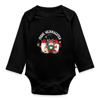 Frohe Weihnachten Wichtel Gnomies - Baby Bio-Langarm-Body - Schwarz - Vorne