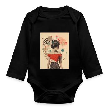 Skorpion-Collage - Baby Bio-Langarm-Body - Schwarz - Vorne