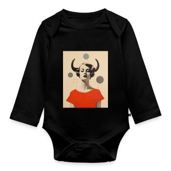 Taurus collage art astrology - Organic Longsleeve Baby Bodysuit - black - Front