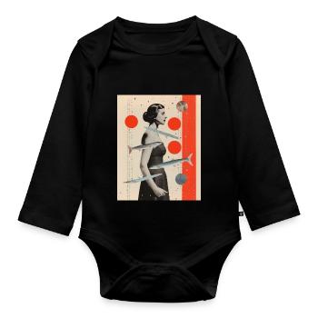 Pisces collage art astrology - Organic Longsleeve Baby Bodysuit - black - Front