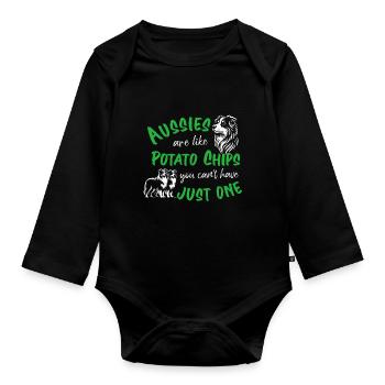 Les Australiens sont comme des croustilles - vertes - Body Bébé bio manches longues - noir - Devant