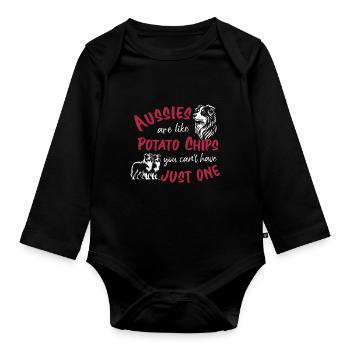 Les Australiens sont comme des croustilles - rouges - Body Bébé bio manches longues - noir - Devant