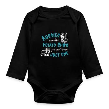 Les Australiens sont comme des croustilles - turquoise - Body Bébé bio manches longues - noir - Devant