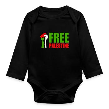 Free palestine - Body Bébé bio manches longues - noir - Devant