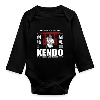 Conception d’arts martiaux kendo cool avec kanji - Body Bébé bio manches longues - noir - Devant