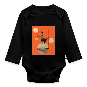Sagittarius collage art astrology - Organic Longsleeve Baby Bodysuit - black - Front