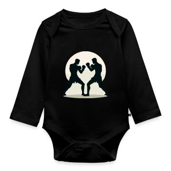 Kickboxing Kickboxer - Organic Longsleeve Baby Bodysuit - black - Front