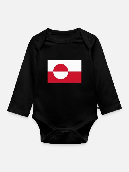 Groenland flag / Drapeau Groenland - Langærmet babybody, økologisk bomuld - sort
