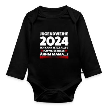 Jugendweihe 2024 Jugend Jugendfeier 2024 Geschenk - Baby Bio-Langarm-Body - Schwarz - Vorne
