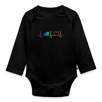Herzkurve - Narrenkappe - Regenbogen - Fasching - Baby Bio-Langarm-Body - Schwarz - Vorne