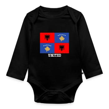 Kosovo Flag Albania t-shirt Kosovar Shqiptar uqk - Body Bébé bio manches longues - noir - Devant