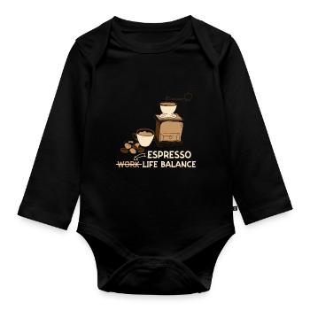 Espresso Life Balance Coffee Espresso Machine - Organic Longsleeve Baby Bodysuit - black - Front