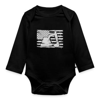 Excavator US flag - Baby Bio-Langarm-Body - Schwarz - Vorne