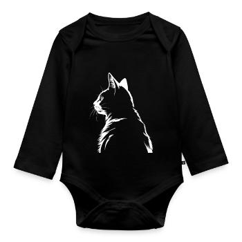 Chat, Motif De Chat - Body Bébé bio manches longues - noir - Devant
