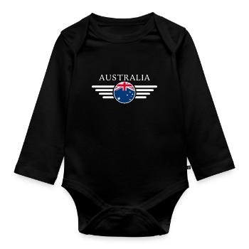 Australia Style Design T-Shirt - Organic Longsleeve Baby Bodysuit - black - Front