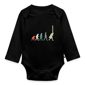Log Tosser Evolution Wood Chunk Toss Lumber - Organic Longsleeve Baby Bodysuit - black - Front