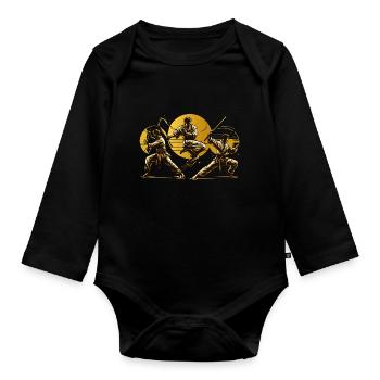 Kung Fu - Organic Longsleeve Baby Bodysuit - black - Front