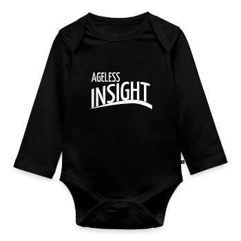 mind-focused wellness awesome seeking wisdom jokes - Organic Longsleeve Baby Bodysuit - black - Front