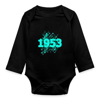 Year 1953 - Organic Longsleeve Baby Bodysuit - black - Front