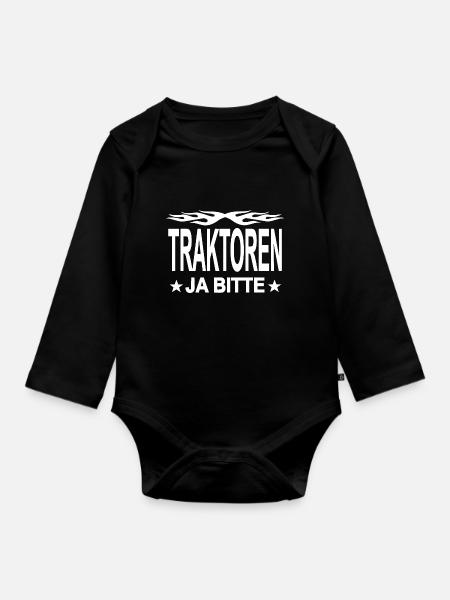 Traktor - Baby Bio-Langarm-Body - Schwarz