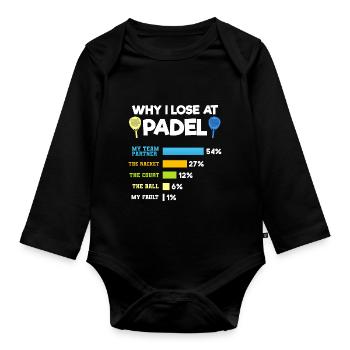 Padel Paddel Schläger Tennis Sport I Geschenk - Baby Bio-Langarm-Body - Schwarz - Vorne