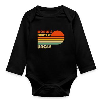 World's Okayest Uncle Funny Retro Vintage - Organic Longsleeve Baby Bodysuit - black - Front
