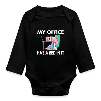 Mon bureau a un lit dedans - Home Office Humour - Body Bébé bio manches longues - noir - Devant