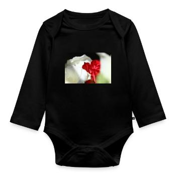 White & Red Roses - Organic Longsleeve Baby Bodysuit - black - Front