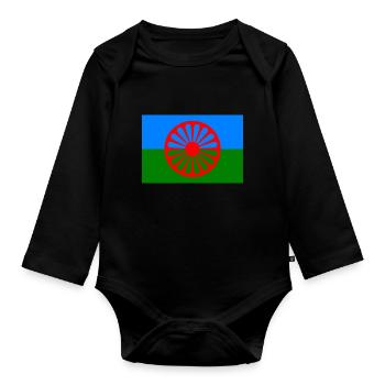 115552801 179234121 drapeaux roms - Body Bébé bio manches longues - noir - Devant