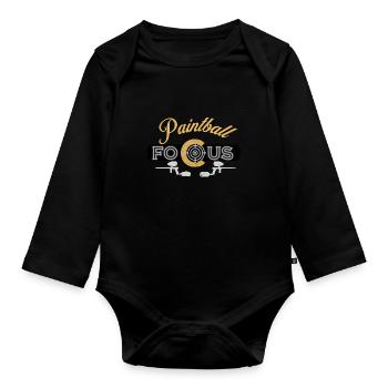 Paintball focus, bulseye in the Center - Organic Longsleeve Baby Bodysuit - black - Front