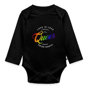Love is Love, Gay Pride, LGBTQ+ - Organic Longsleeve Baby Bodysuit - black - Front