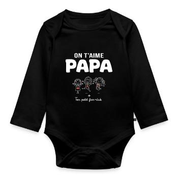 on t aime papa cadeau papa enfants fête des pères - Body Bébé bio manches longues - noir - Devant