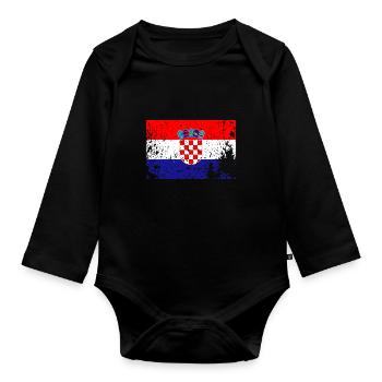 Croatia Grunge Flag Kroatien Flagge - Organic Longsleeve Baby Bodysuit - black - Front