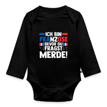 French French France - Organic Longsleeve Baby Bodysuit - black - Front