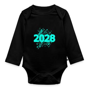 Retro 2028 - Organic Longsleeve Baby Bodysuit - black - Front