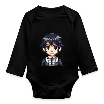 Anime Figure in 8-Bit - Organic Longsleeve Baby Bodysuit - black - Front