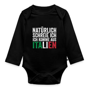Italy Italian Vaffanculo - Organic Longsleeve Baby Bodysuit - black - Front