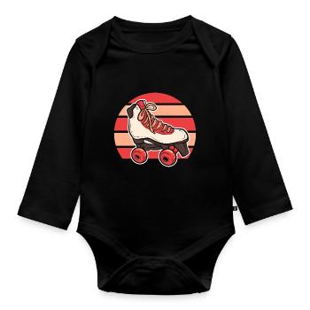 Roller Skating Roller Skates Inline Skates - Organic Longsleeve Baby Bodysuit - black - Front