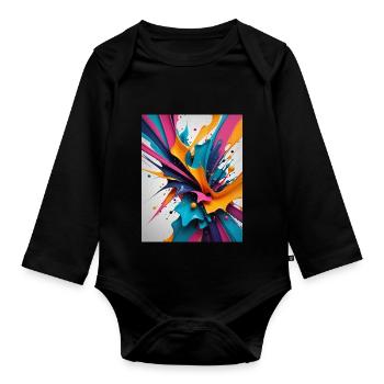 Farbklecks - Baby Bio-Langarm-Body - Schwarz - Vorne