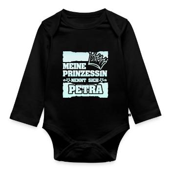 Mädchenname Petra - Baby Bio-Langarm-Body - Schwarz - Vorne